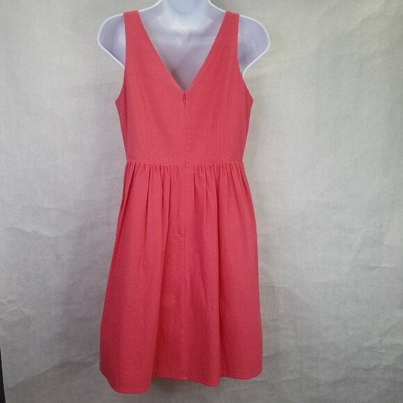 Ana Taylor Loft A-Line Dress Women's 4 Petite Pink Surplice Textured Pleated NEW - Picture 3 of 16